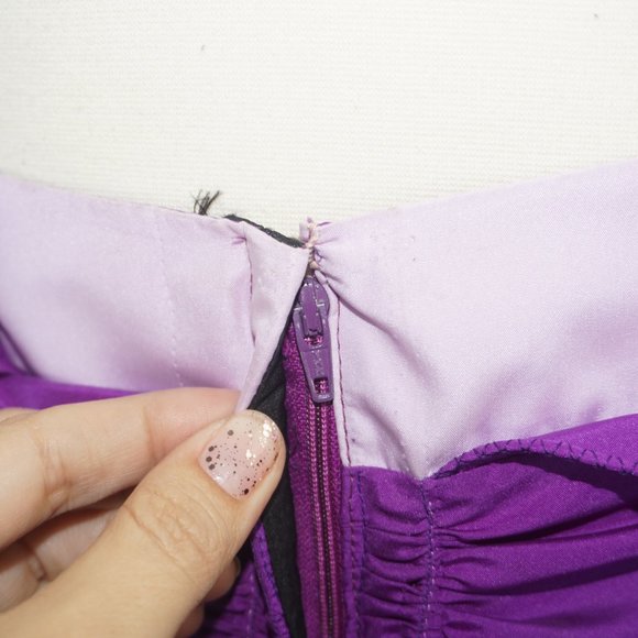 Vintage 80s Purple Peplum Strapless Maxi Dress - Picture 7 of 10